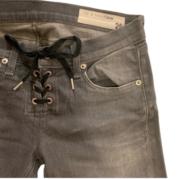 NWT RAG & BONE “ Lace Up Dre “ in AXL - Grey Wash Lace Up Skinny Jeans - Size 26 - Picture 9 of 16